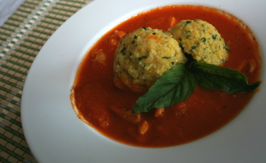 Italian Chicken Soup with Polenta Herb Dumplings