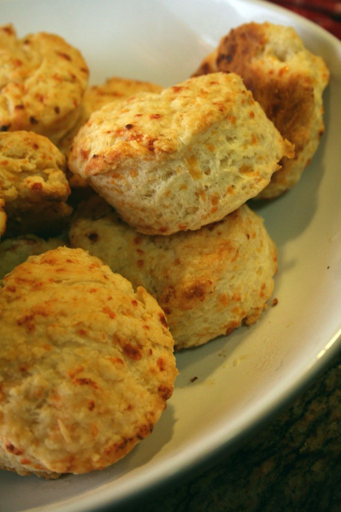 Homemade Cheddar Biscuits with Spicy Sausage Gravy