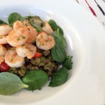 Pesto Lentil Salad with Honey Lemon Shrimp