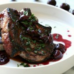 Grilled Pork Chops with Cherry Wine Sauce
